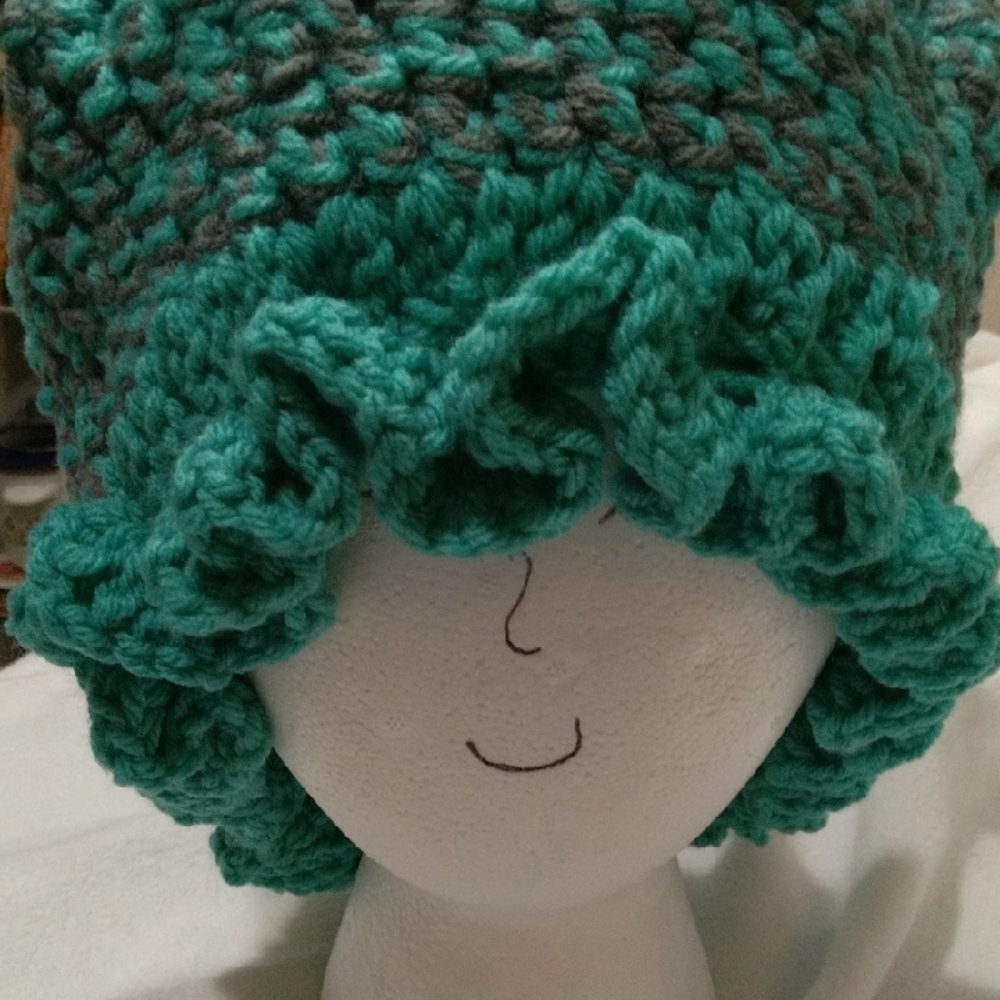 Handmade Teal Crochet Hair Accessory